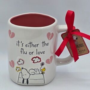 Rae Dunn Snoopy Valentine's IT'S EITHER THE FLU OR LOVE SYMPTOMS ARE SAME Mug